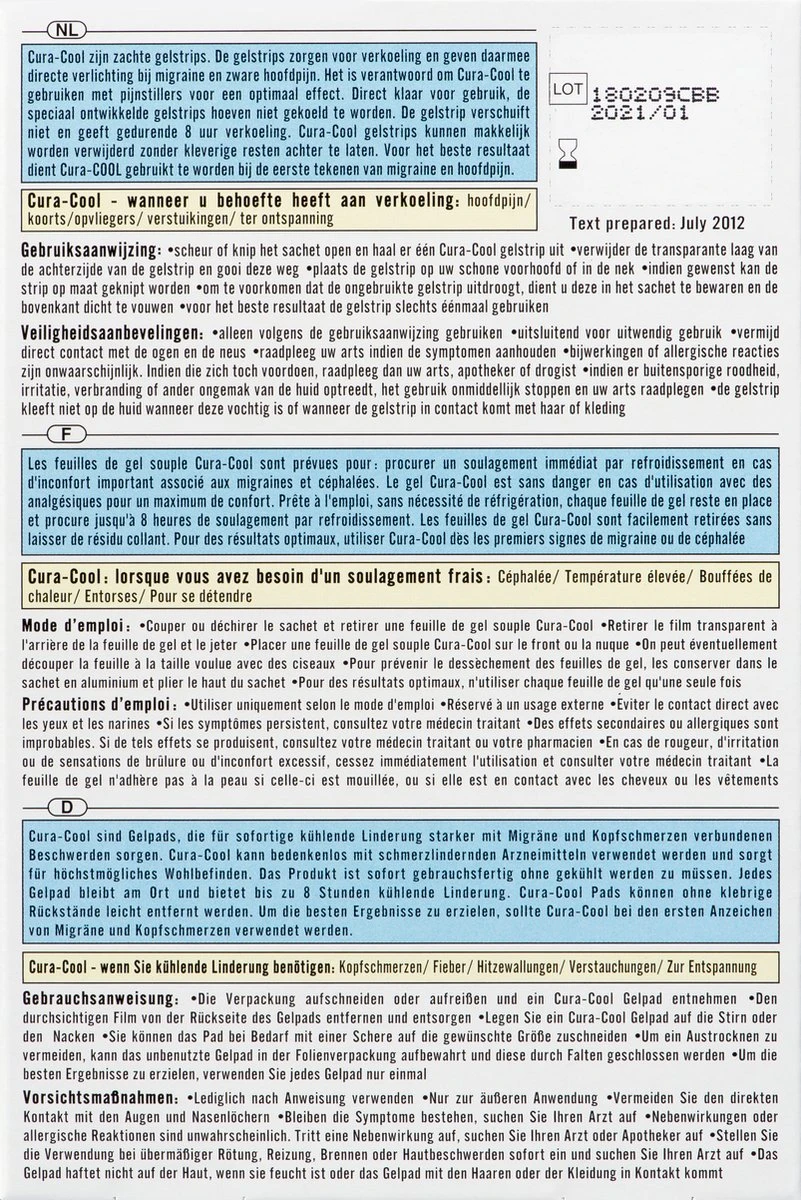Cura Cool Migraine & Zware Hoofdpijn - Verkoelende Pleister - 4 Stuks 4 Cura Cool Migraine & Zware Hoofdpijn - Verkoelende Pleister - 4 Stuks - Afbeelding 2