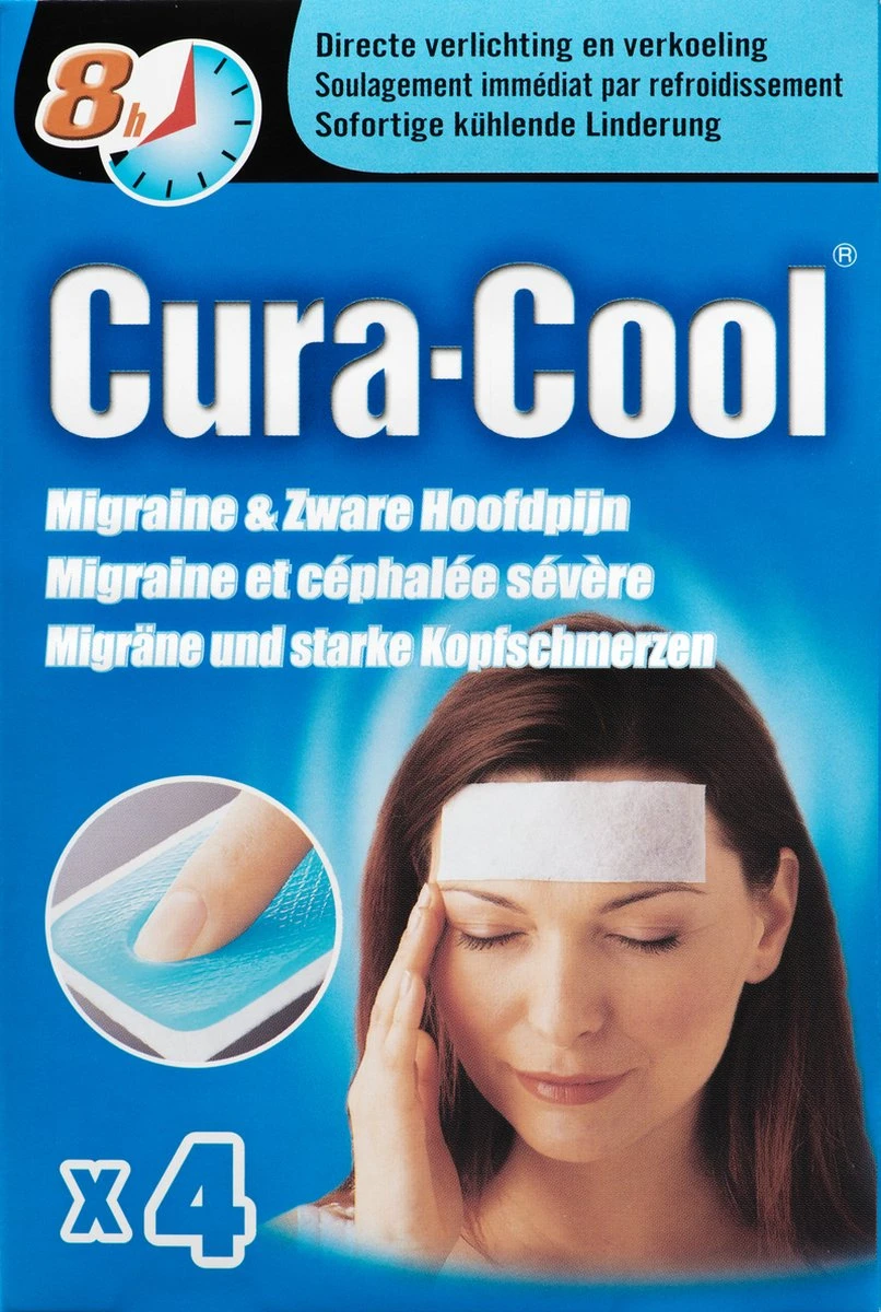 Cura Cool Migraine & Zware Hoofdpijn - Verkoelende Pleister - 4 Stuks 3 Cura Cool Migraine & Zware Hoofdpijn - Verkoelende Pleister - 4 Stuks