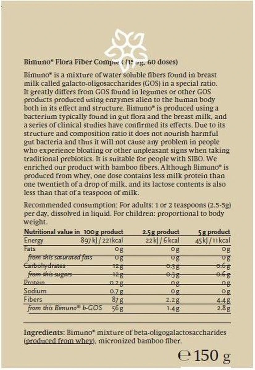 GAL Prebiotica Flora Fiber-Complex Bimuno (GOS) 150 G - 60 Doseringen 4 GAL Prebiotica Flora Fiber-Complex Bimuno (GOS) 150 G - 60 Doseringen - Afbeelding 2
