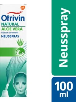 Otrivin Natural Aloe Vera Zeewater Neusspray Voor Dagelijkse Neusreiniging En Bij Een Verstopte Neus 100ml