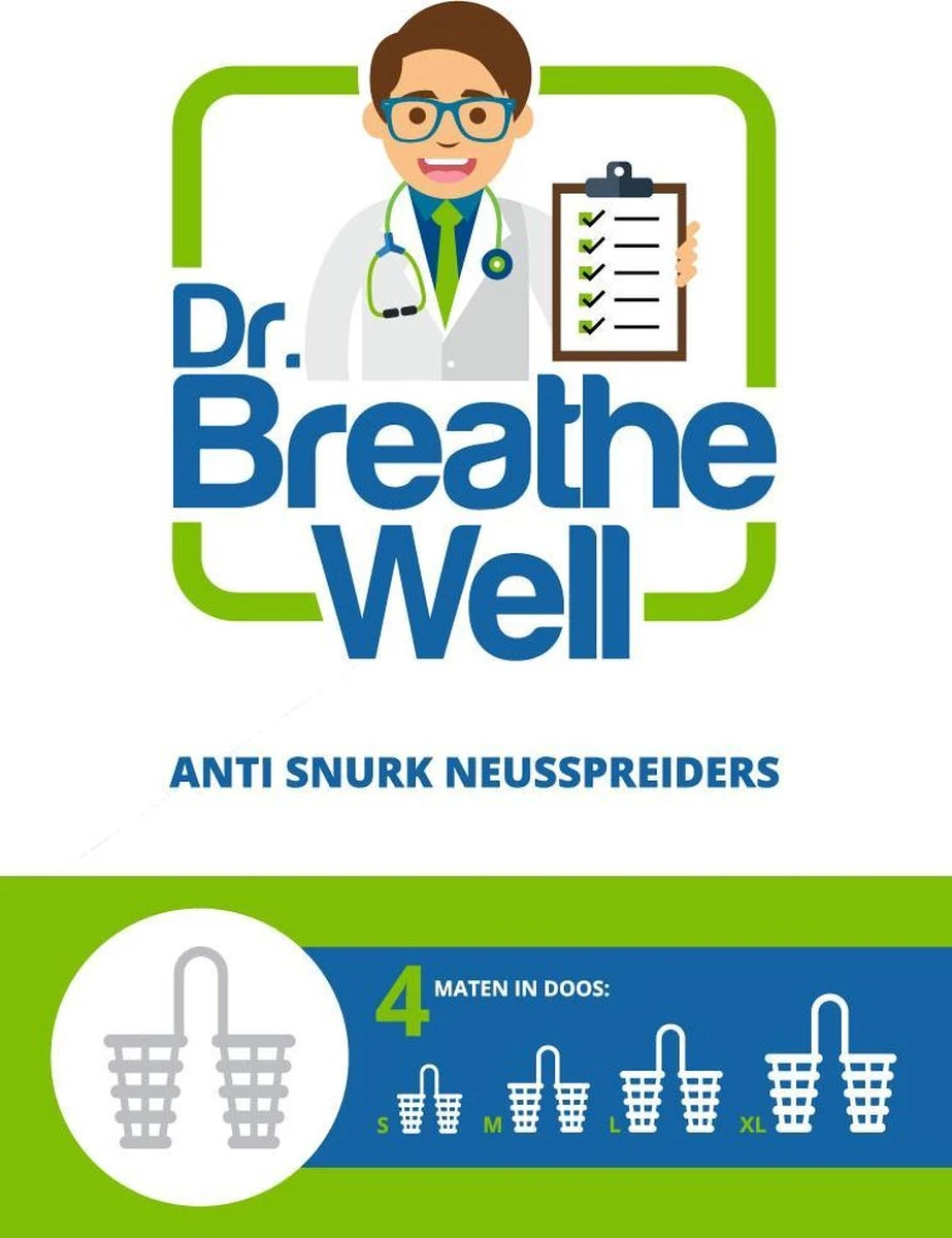 Dr. Breathe Well – 4 Maten Anti Snurk Neusspreider 3 Dr. Breathe Well – 4 Maten Anti Snurk Neusspreider