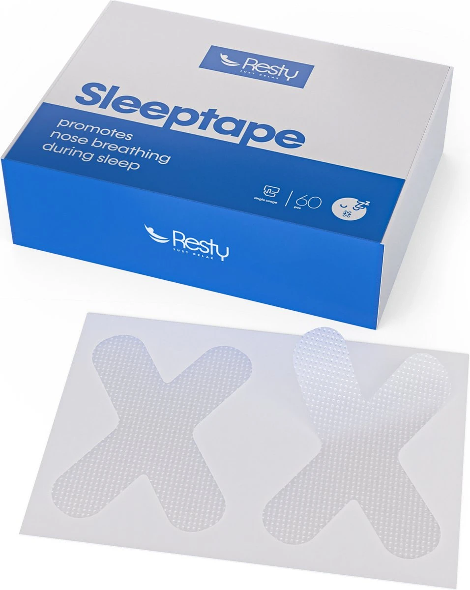 Resty® Sleeptape - Anti-Snurk Mondpleisters - 60 Stuks - Bevordert Neusademhaling - Antisnurkstrips - Biohacking - Mondtape Voor Een Betere Nachtrust 3 Resty® Sleeptape - Anti-Snurk Mondpleisters - 60 Stuks - Bevordert Neusademhaling - Antisnurkstrips - Biohacking - Mondtape Voor Een Betere Nachtrust