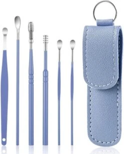 Merkloos Oorsmeer Verwijderaar Set -6 Delige - Oorreiniger - RVS Ear Cleaner - RVS Oorsmeer Verwijderaar-blauw-EL000103