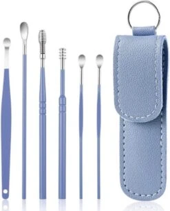 Astilla Products - Oorsmeer Verwijderaar Set - 6 Delige - Oorreiniger - RVS Ear Cleaner - RVS Oorsmeer Verwijderaar- Blauw